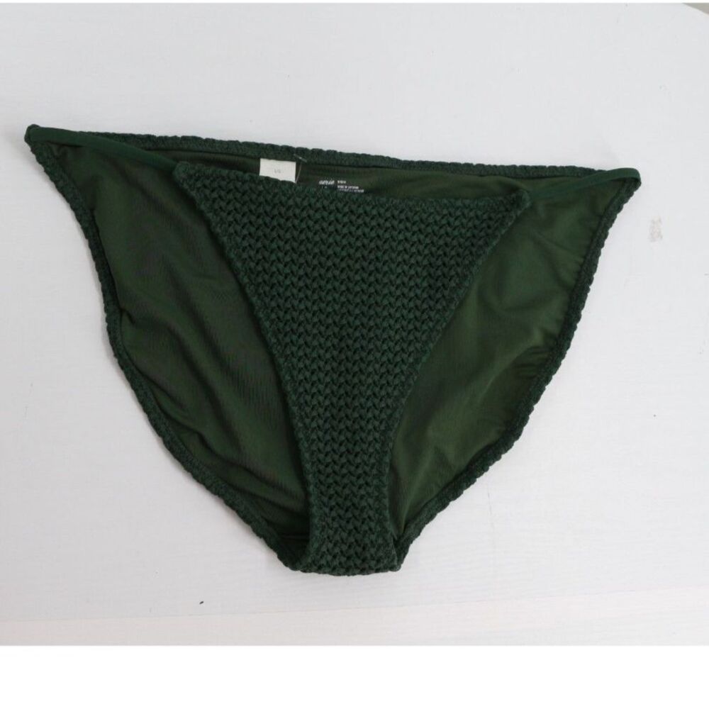 Aerie Womens Crochet Bikini Bottoms Size Large Dark Emerald Green NWT